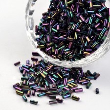5mm Glass Bugle Beads - Iris Purple Plated - 20grams