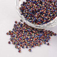 12/0 Opaque Glass Seed Beads Red Yellow and Blue 25g bag