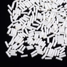 6mm Glass Bugle Beads: Lustre Opaque Creamy White 20g