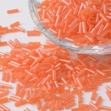 6mm Glass Bugle Beads: Transparent Lustre Orange 20g