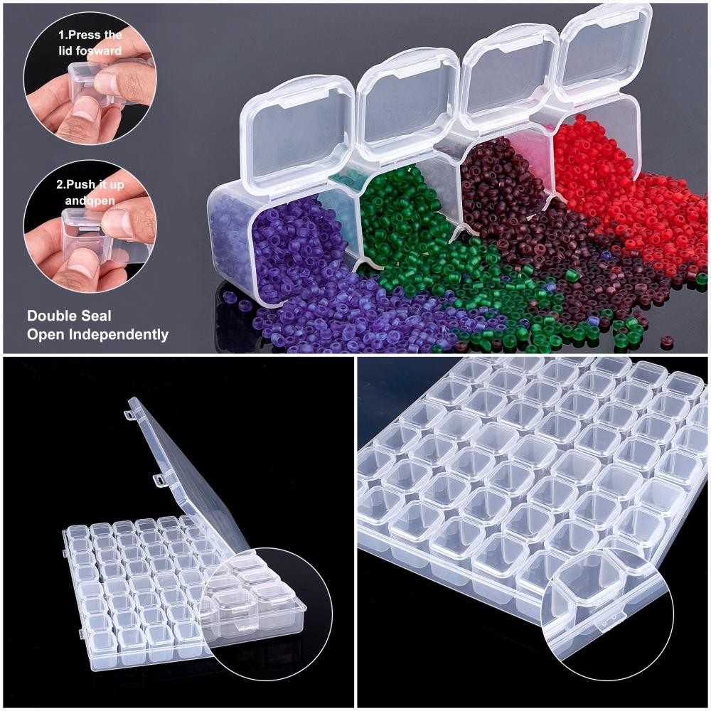 56 Compartment Clear Bead Storage Solution with Labels