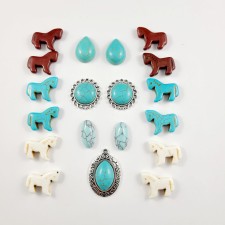 Horse Fetish Beads with Turquoise Pendants and Cabochons