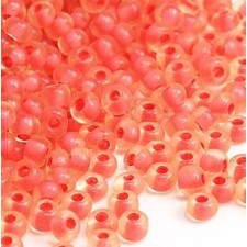 Preciosa Czech Seed Beads Colourlined Dyed Terra 10/0 - Pink/Lt Orange  25g Bag