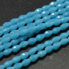 Faceted Teardrop Glass Bead Strands, 5x3mm - Lt. Sky Blue