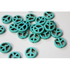 Howlite Peace Sign Beads Synthetic Turquoise - Blue - 10pcs