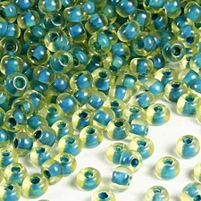 Preciosa Czech Seed Beads Colourlined Dyed Terra 10/0 - Green Aqua/Khaki 25g Bag