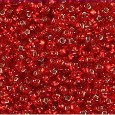 Preciosa Czech Seed Beads Silverlined 10/0 - Lt. Red 97070 - 25g Bag