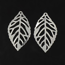 20pc Silver Tone Leaf Charm - 23x14mm Lead Free Cadmium Free