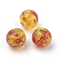 8mm Round Resin Beads Golden Red 25pcs