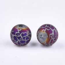 Electroplated Glass Crackle Beads 8mm Round 20pc - Indigo Purple