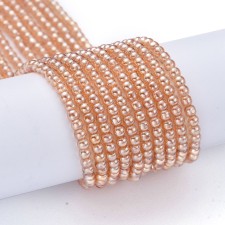2.5mm Round Electroplated Glass - Pearl Lustre Sandy Brown - 14" Strand