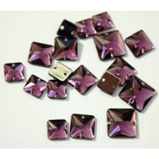 Assorted Size Square Sew On Flatback Amethyst  qty18