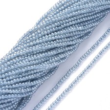2.5mm Round Electroplated Glass - Pearl Lustre Steel Blue - 14" Strand