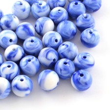 10mm Swirl Acrylic Beads - Opaque Blue approx. 50 beads