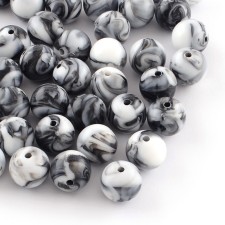 10mm Swirl Acrylic Beads - Opaque Black approx. 50 beads