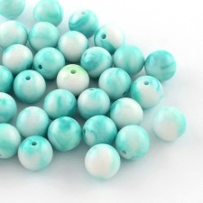 10mm Swirl Acrylic Beads - Opaque Blue Turquoise approx. 50 beads