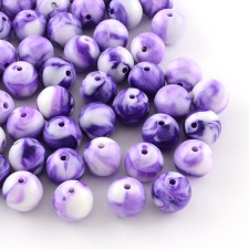 10mm Swirl Acrylic Beads - Opaque Purple approx. 50 beads