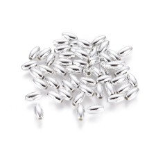 6x3mm Rice Beads Acrylic Metallic Silver approx. 700 beads