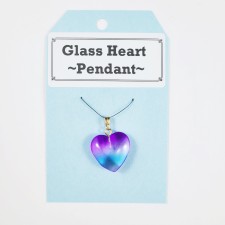 Glass Heart Pendant 2 Tone Purple and Blue 20x25mm 1pc