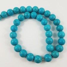 12mm Synthetic Turquoise Round Beads Strand 15"