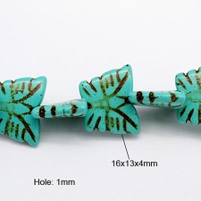 Howlite Synthetic Turquoise Butterfly Beads Strand, 16x13mm