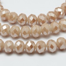 8x6mm Rondelle Electroplated Faceted Glass Bead Strand Sandy Brown