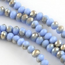 8x6mm Rondelle Faceted Glass Bead Strand Half Plate Powder Blue