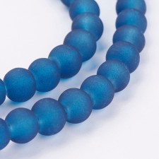 6mm Glass Frosted Matte Neon 33" Strand - Blue