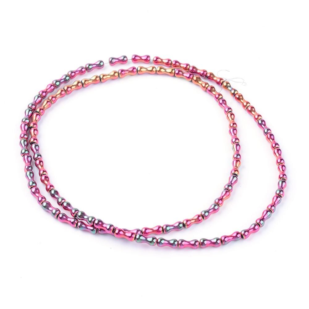 Glass bone shaped beads red strand