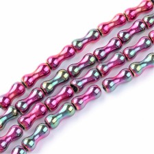 8x3mm Electroplate Glass Bone Shaped Beads Strands, AB Red