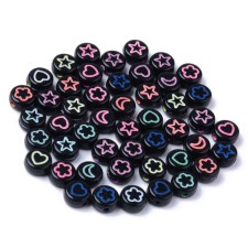 7x3.5mm Mixed Stars, Hearts, Moons Acrylic Beads 20g About 160-170pcs