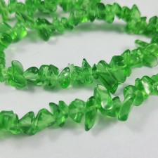 Green Glass Chip Beads by the Strand 35in