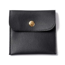 Coin Purse Imitation Leather with Snap Black 8x8cm
