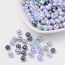 6mm Pearlized Glass Pearl Mix 200pc Bag - Silver Grey Mix