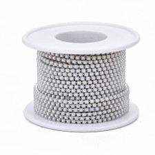 SS6 Metal Chain with White Imitation Pearl ABS - 10yd Roll