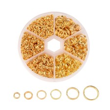 Over 1000pcs Iron Split Rings, Double Loops Jump Rings, assorted Sizes Golden