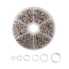 Over 1000pcs Iron Split Rings, Double Loops Jump Rings, assorted Sizes Metal