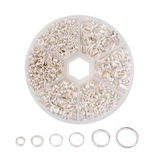 Over 1000pcs Silver Plate Iron Split Rings, Double Loops Jump Rings, assorted Sizes