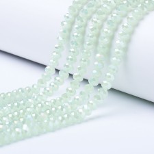 4x3mm Electroplated Glass Faceted Rondelle Beads 17in Strand Pale Green