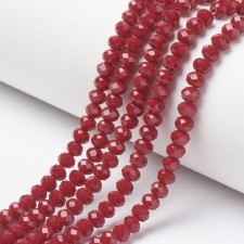 3x2mm Rondelle Faceted Round Beads - Opaque Fire Red - 16" Strand 165pc Approx.