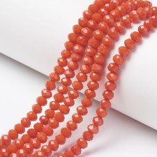 3.5x3mm Rondelle Faceted Round Beads - Opaque Orange - 16" Strand 138pc Approx.