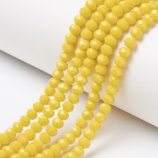 3.5x3mm Rondelle Faceted Round Beads - Opaque Yellow - 16" Strand 138pc Approx.