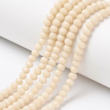 3.5x3mm Rondelle Faceted Round Beads - Opaque Antique White - 16" Strand 138pc Approx.
