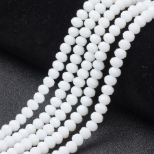 3.5x3mm Rondelle Faceted Round Beads - Opaque White - 16" Strand 138pc Approx.