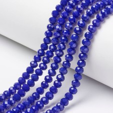 6x5mm Rondelle Faceted Round Beads - Opaque Blue - 17" Strand 90pc Approx.