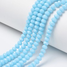 6x5mm Rondelle Faceted Round Beads - Opaque Aqua Blue - 17" Strand 90pc Approx.