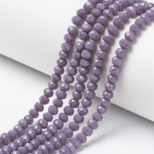 6x5mm Rondelle Faceted Round Beads - Opaque Medium Purple - 17" Strand 90pc Approx.