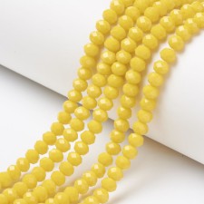 8x6mm Rondelle Faceted Round Beads - Opaque Yellow - 16" Strand 72pc Approx.