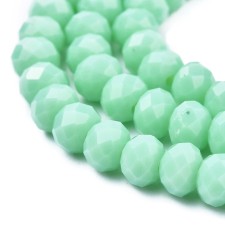 8x6mm Rondelle Faceted Round Beads - Opaque Green Turquoise - 16" Strand 72pc Approx.
