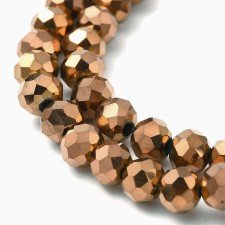 6x5mm Rondelle Faceted Round Glass Beads - Copper Plate - 16" Strand 88pc Approx.